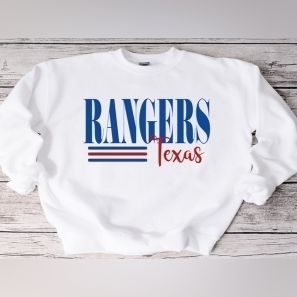 Rangers Striped Crewneck- white